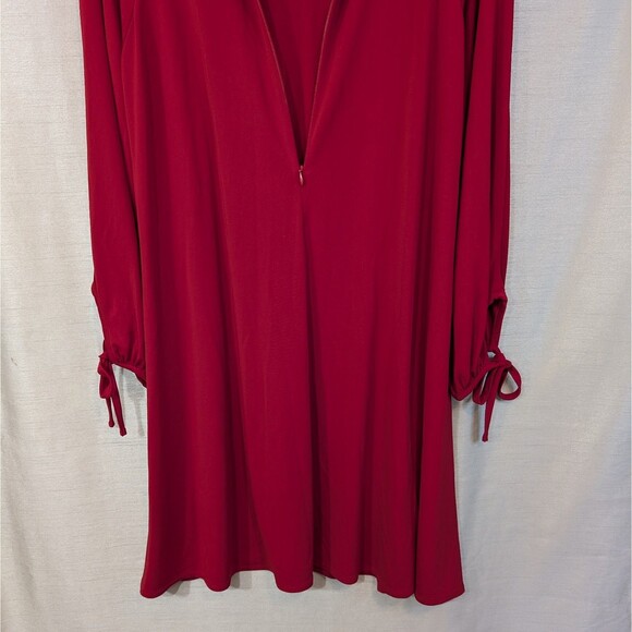 Karen Kane Women's Size LARGE Red Jersey Knit Swing Holiday Dress Made in USA - Picture 7 of 12